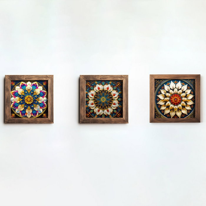 Wallity Conjunto de 3 Pinturas Decorativas en MDF con Marco Multicolor Wallity Conjunto de 3 Pinturas Decorativas en MDF con Marco Multicolor